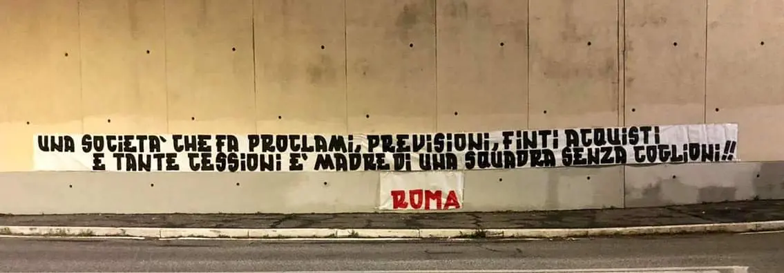 striscione roma pre roma real madrid