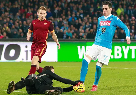 szczrsny uscita su callejon napoli roma