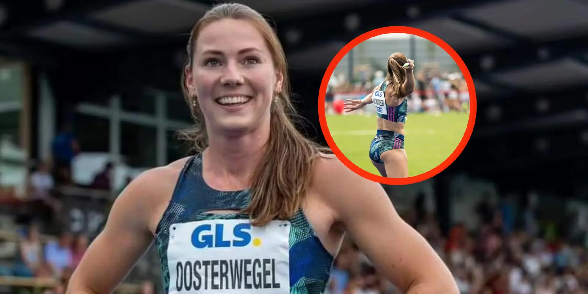 foto atlete emma oosterwegel betrapt met enorme paal in haar hand