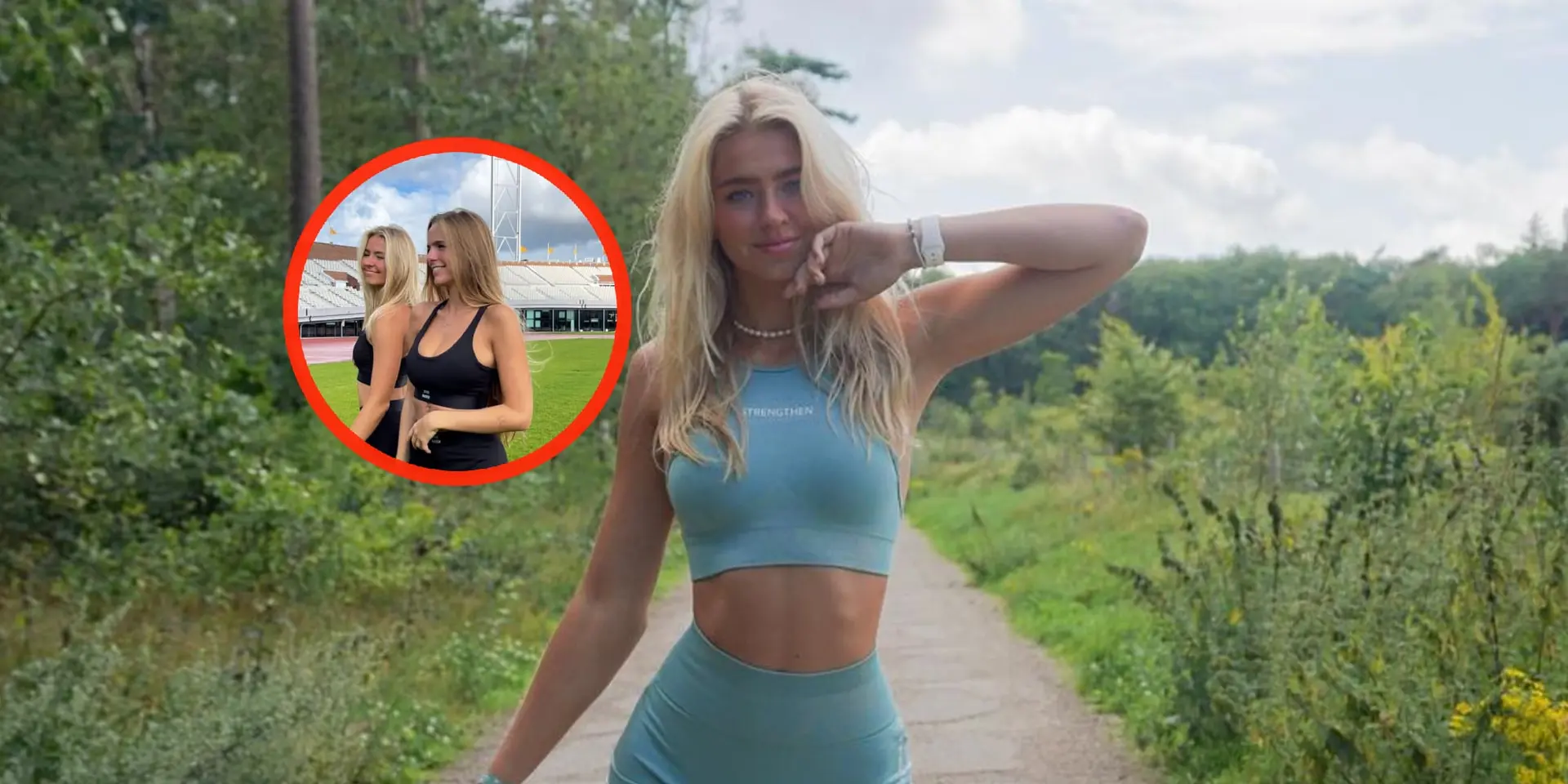 foto danique hosmar poseert innig met knappe vriendin in nauwsluitend sportpakje
