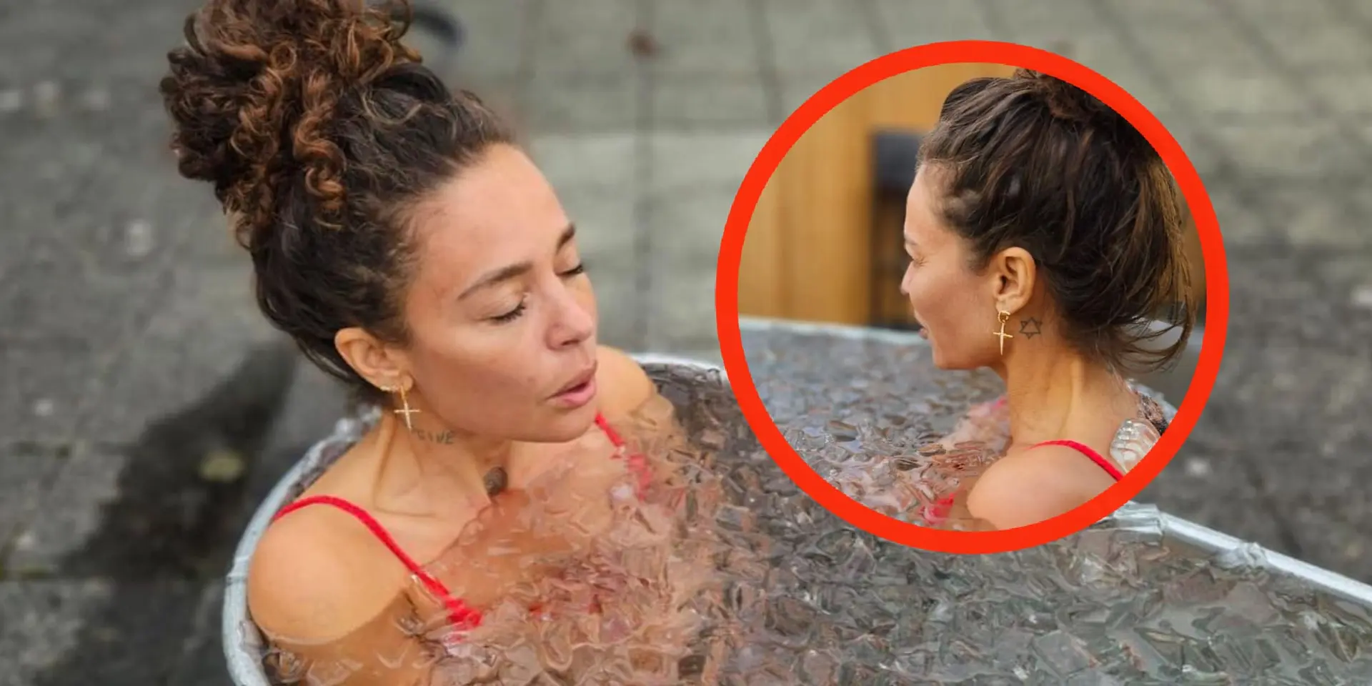 foto fajah lourens heeft het overduidelijk zeer koud in strak badpakje