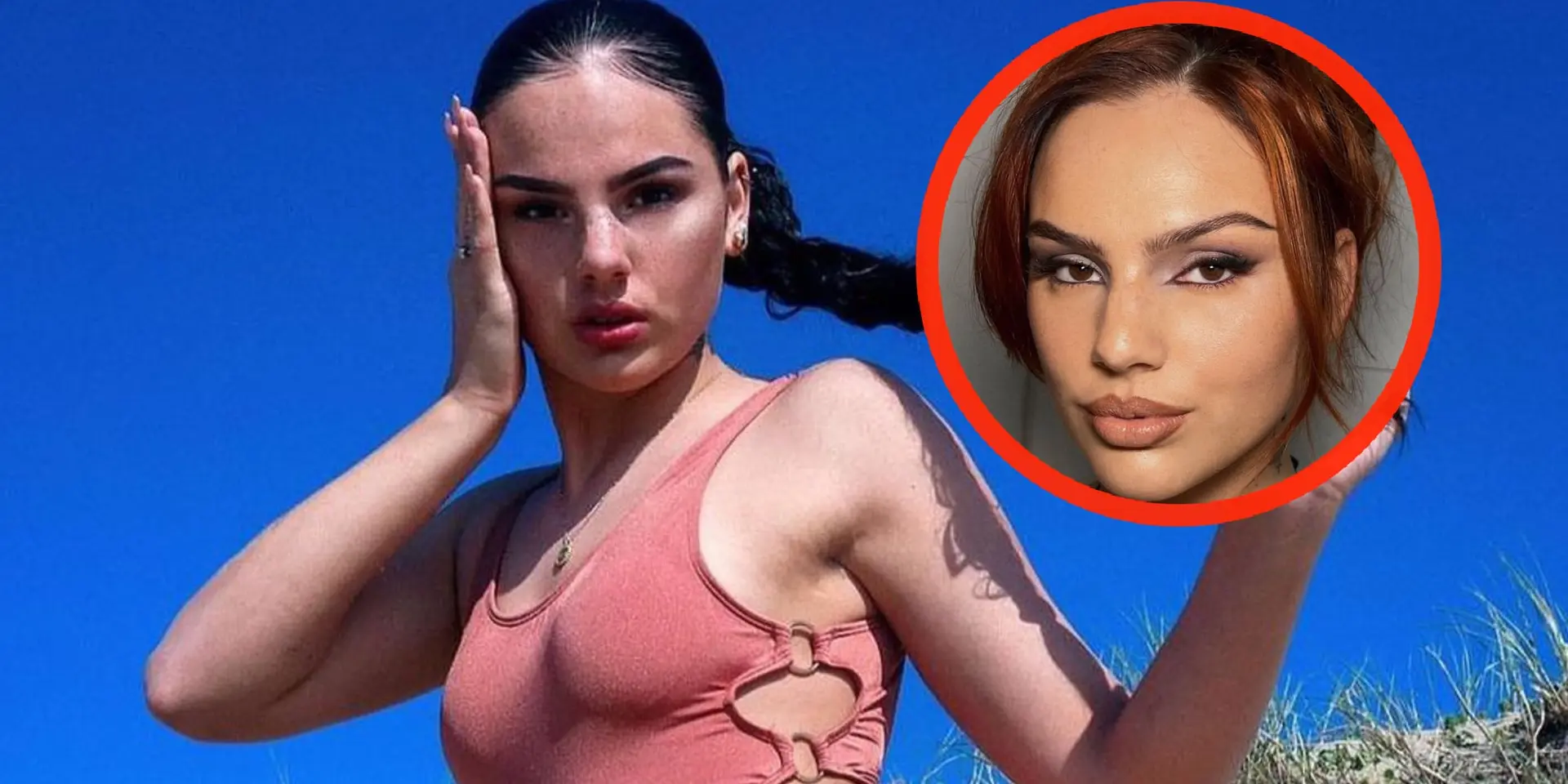 foto famke louise showt haar lijf in badpakje met gaten