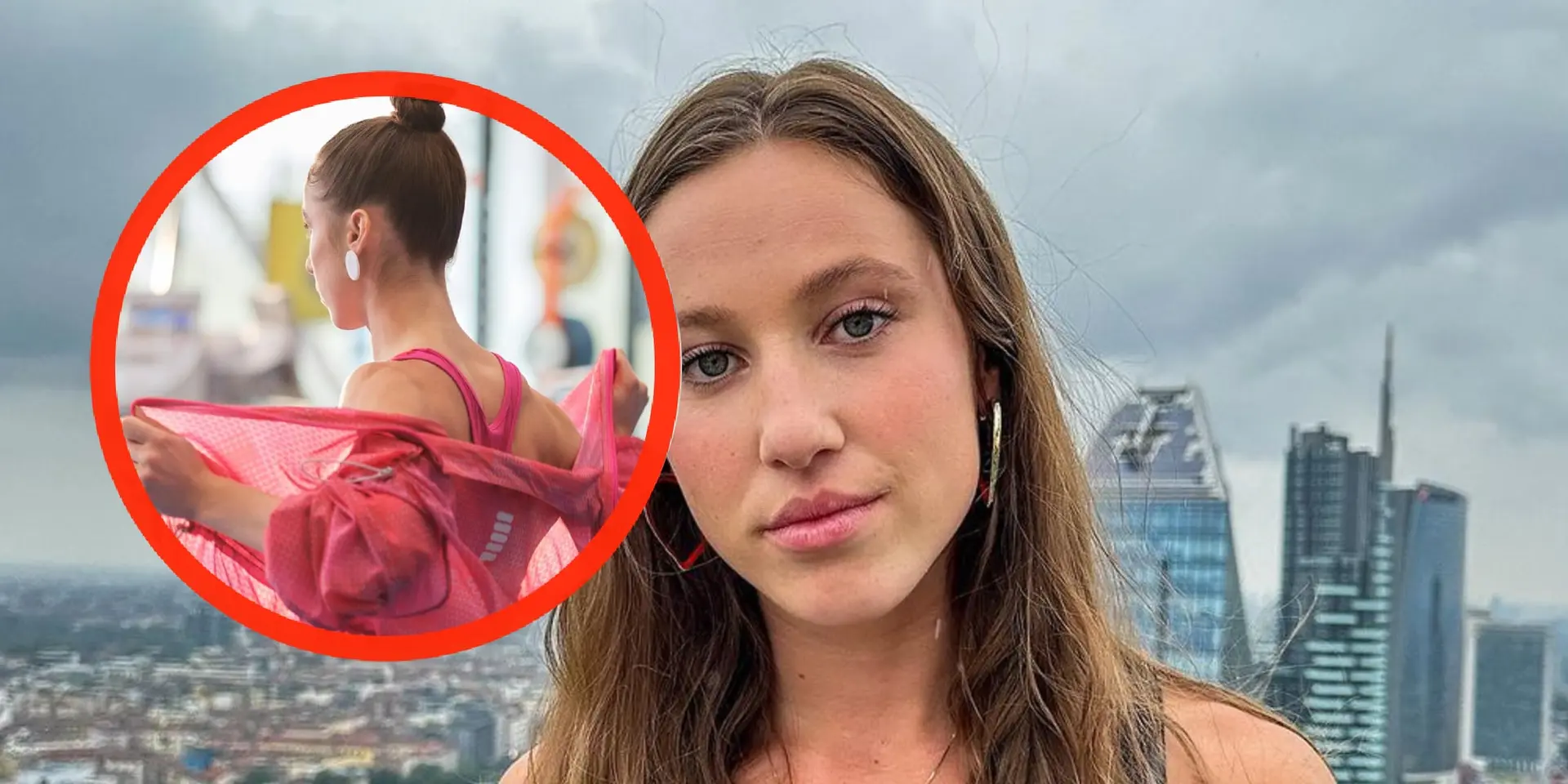 foto suzanne schulting ritst haar jasje open en toont roze verrassing