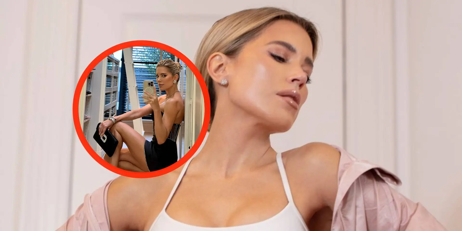 foto sylvie meis zit tegen muur gedrukt in minirokje