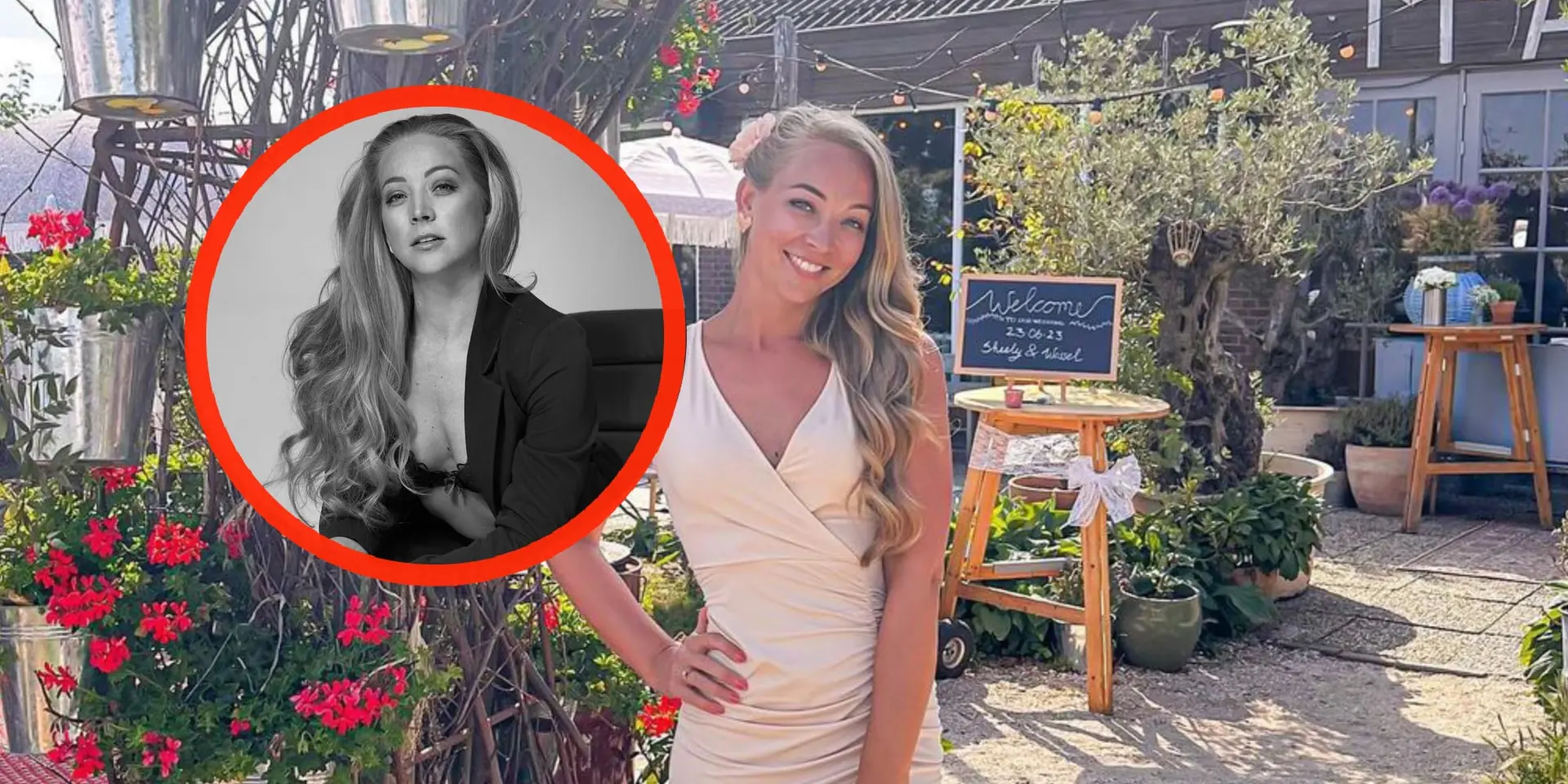 foto vi barvrouw ashley zaat laat zien wat ze onder haar jasje draagt