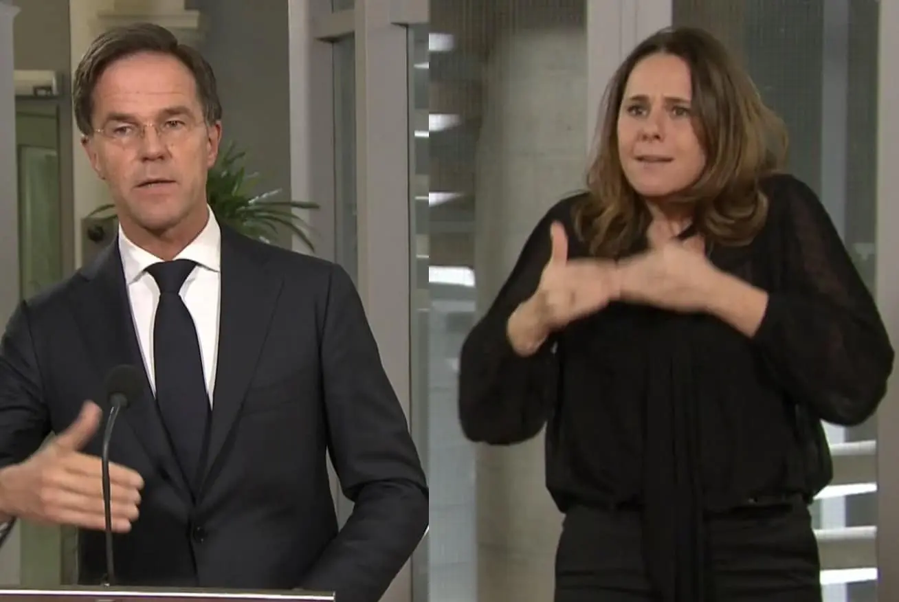 irma sluis nos mark rutte gebarentolk persconferentie corona