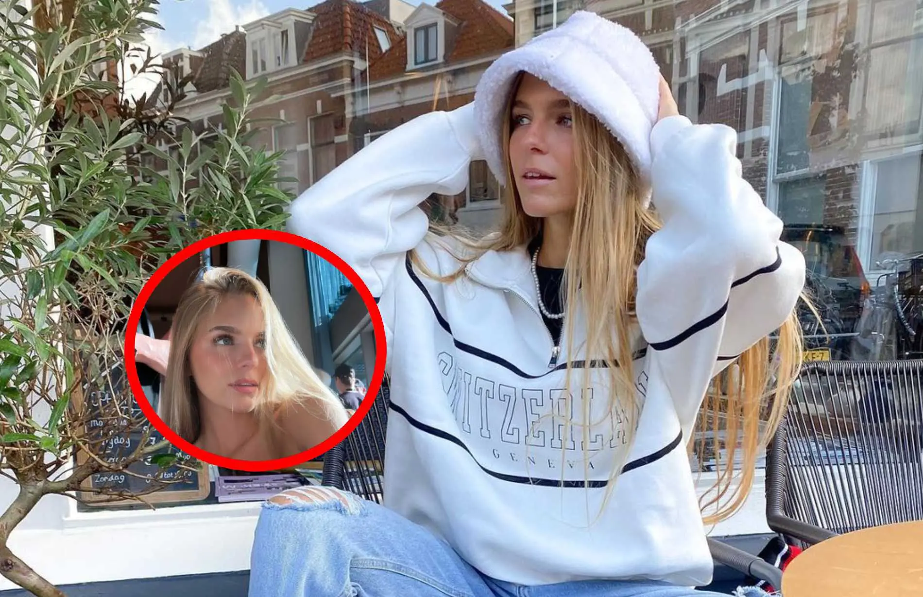 lies zhara knalt bijna uit strak wit topje 1