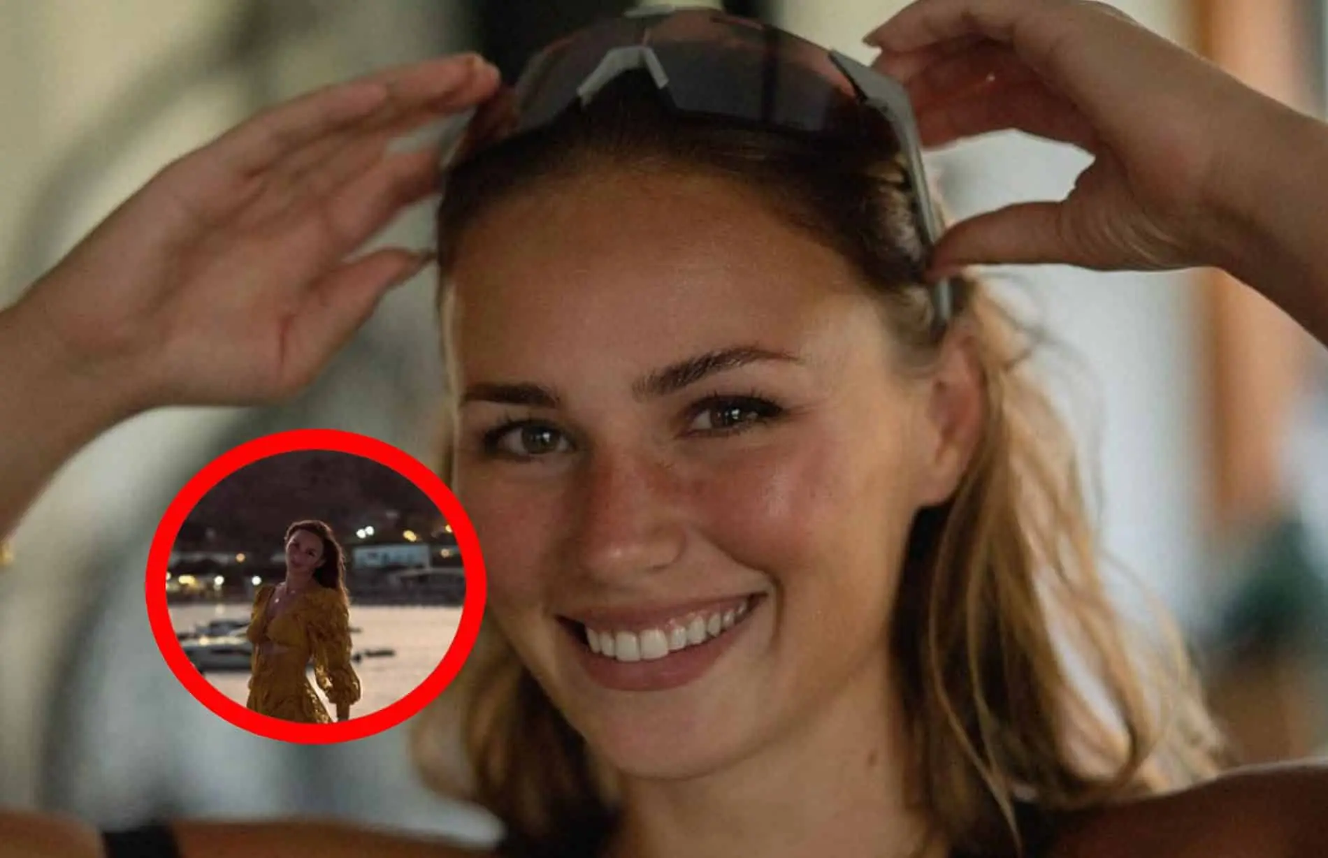puck moonen in doorschijnende jurk met prachtig uitzicht