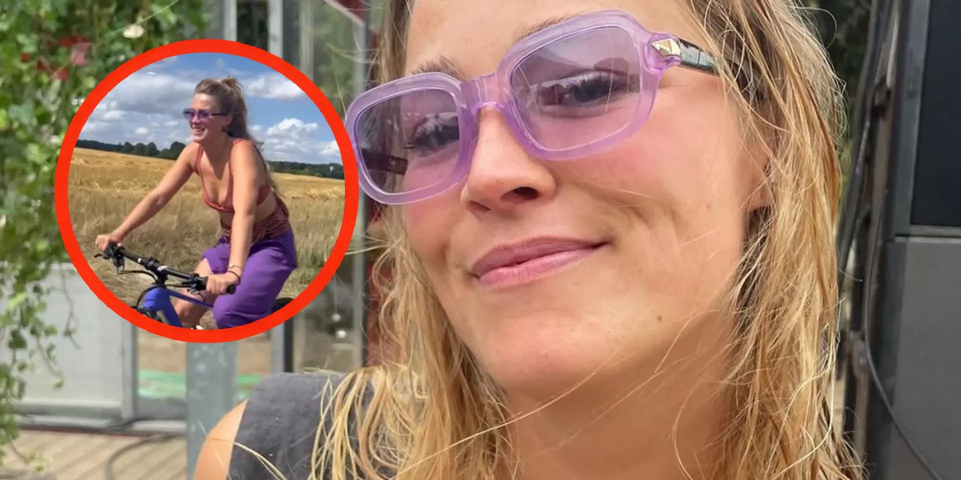 video geraldine kemper laat inhoud van haar topje stuiteren tijdens fietstochtje