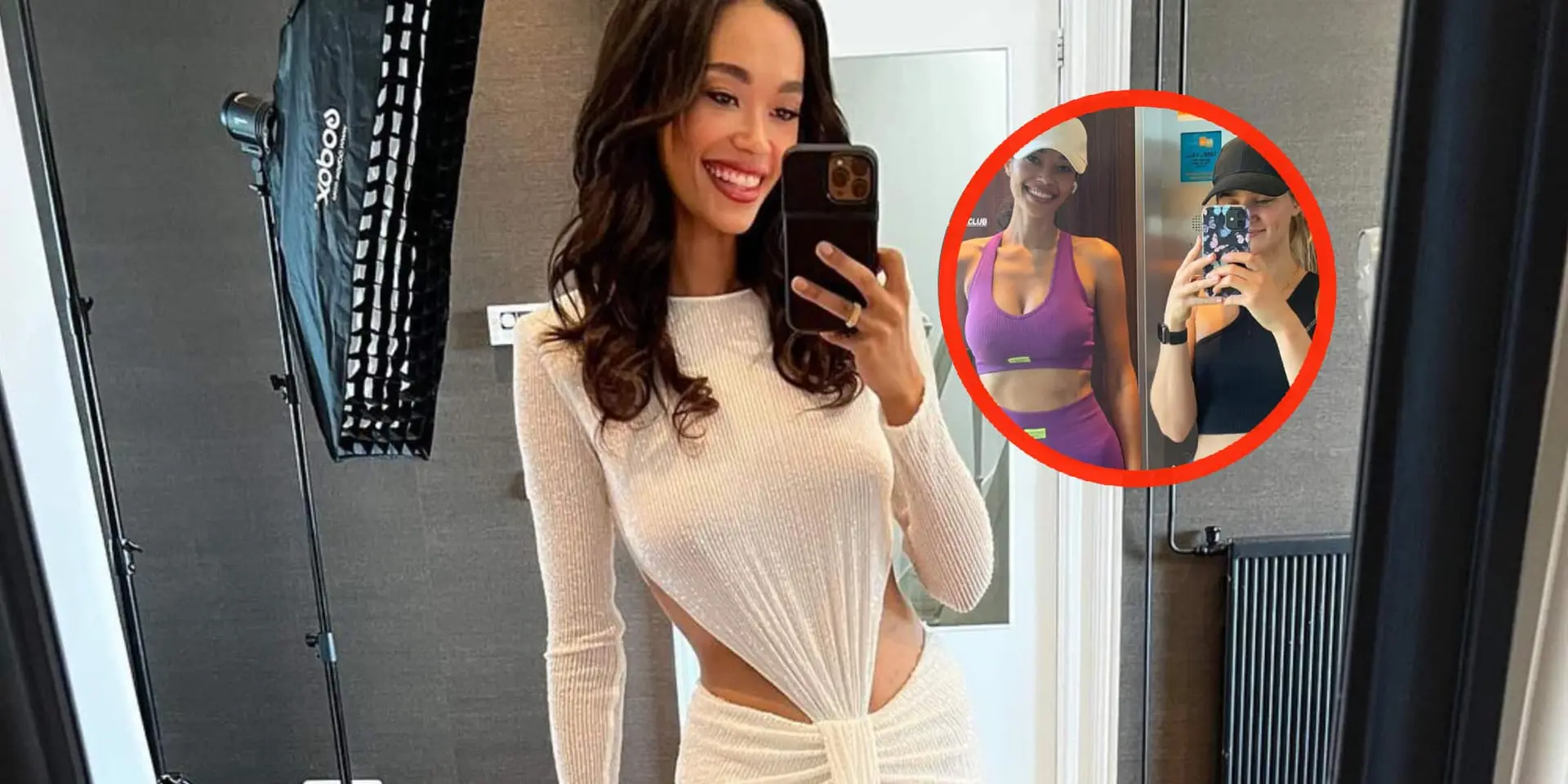 video romy monteiro laat zich in strak pakje filmen op afgelegen plek
