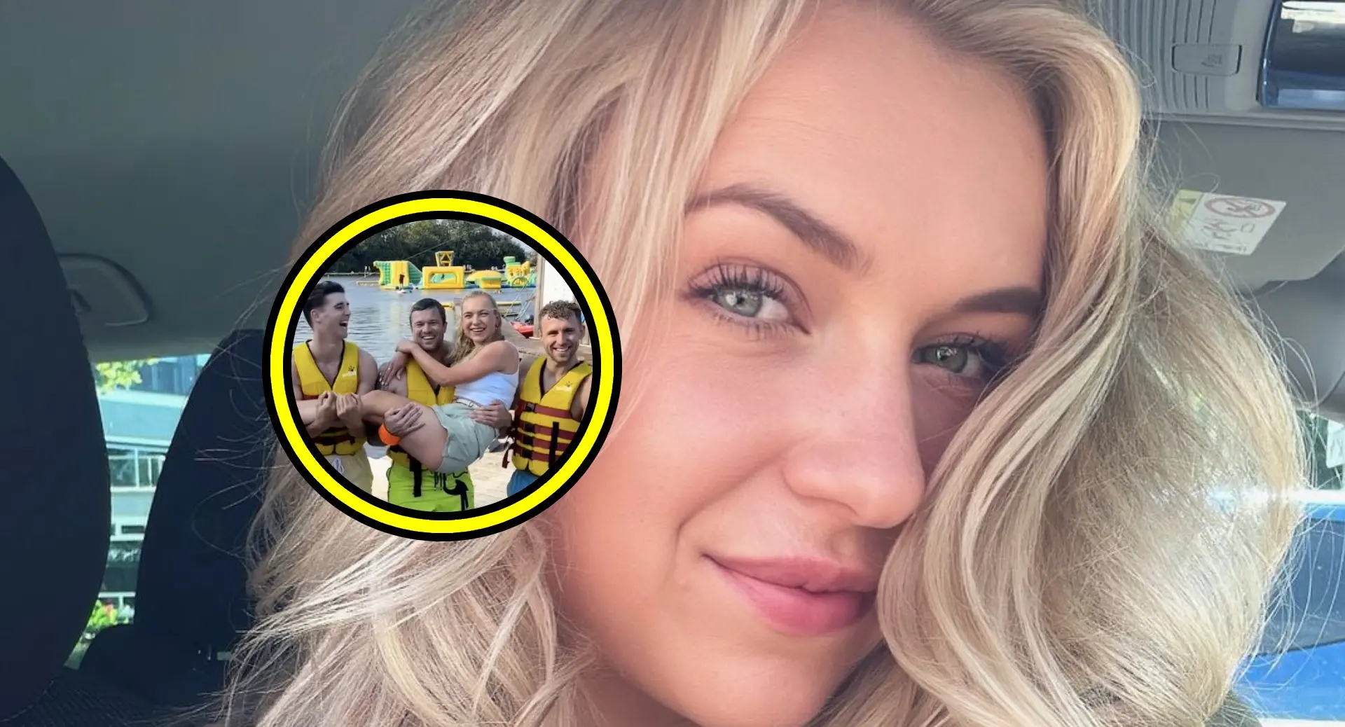 joy beune in armen van groep mannen tijdens relatie met kjeld nuis