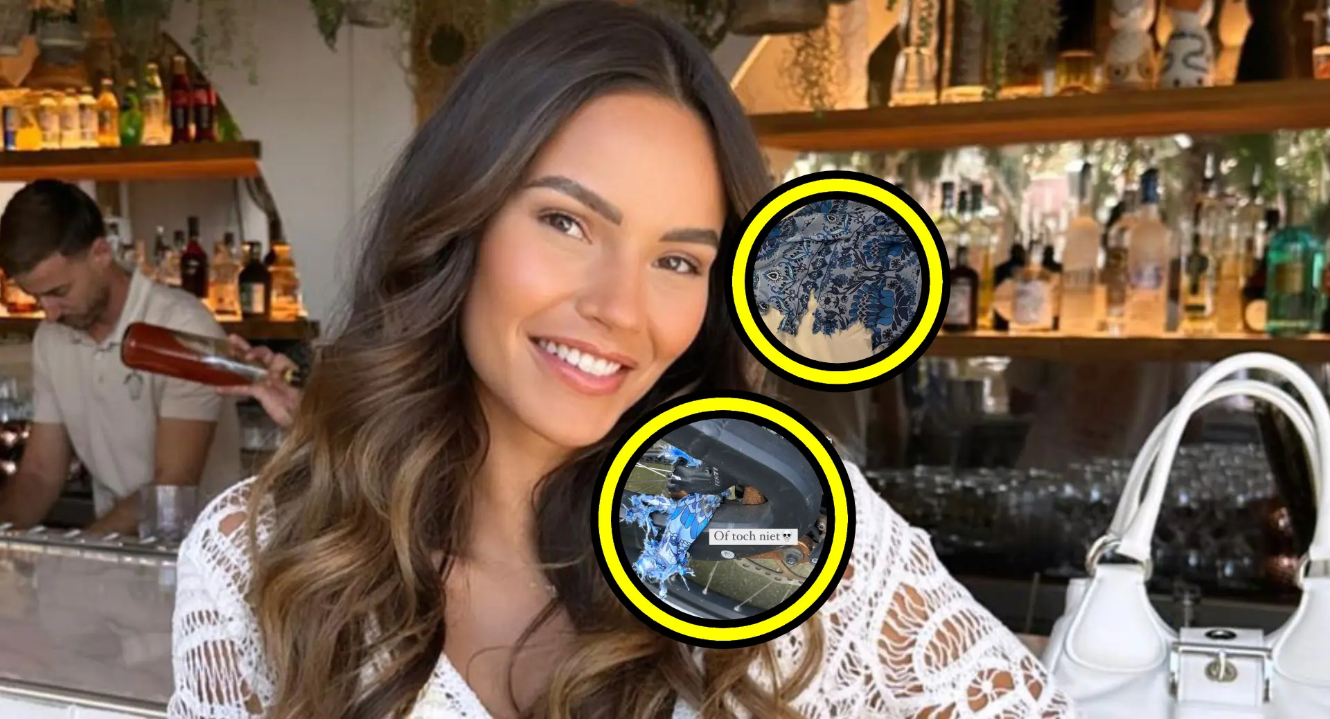 jurkje van monica geuze wordt zowat van haar lijf gerukt tijdens fietstochtje fotos
