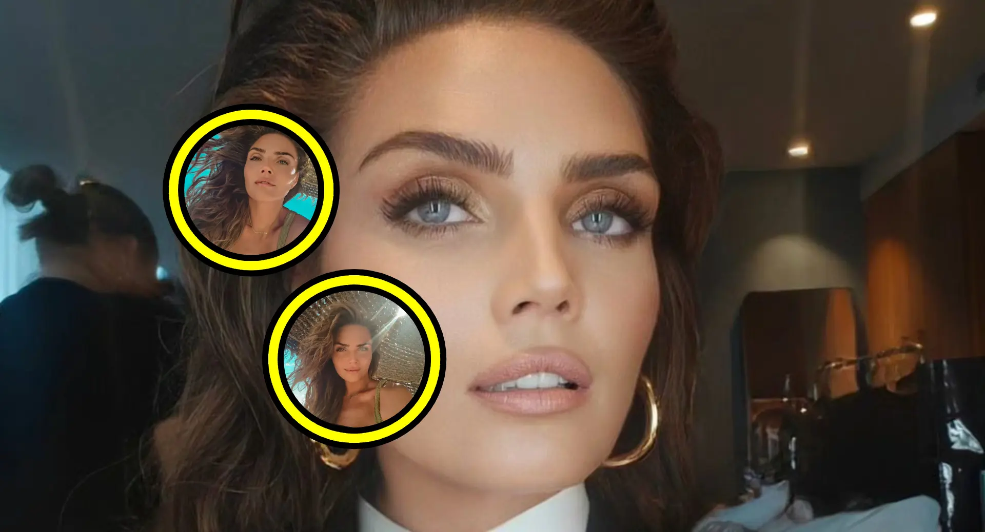 kim feenstra buigt diep voorover in uitpuilend setje badkleding