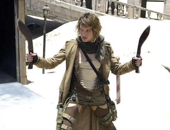 resident evil extinction milla jovovich with knives
