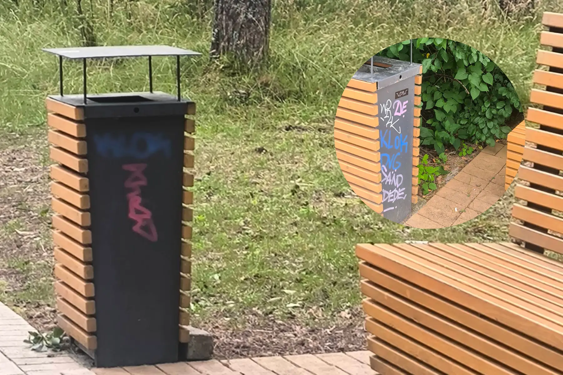 Nidoje pasitiko išpaišytos šiukšliadėžės
