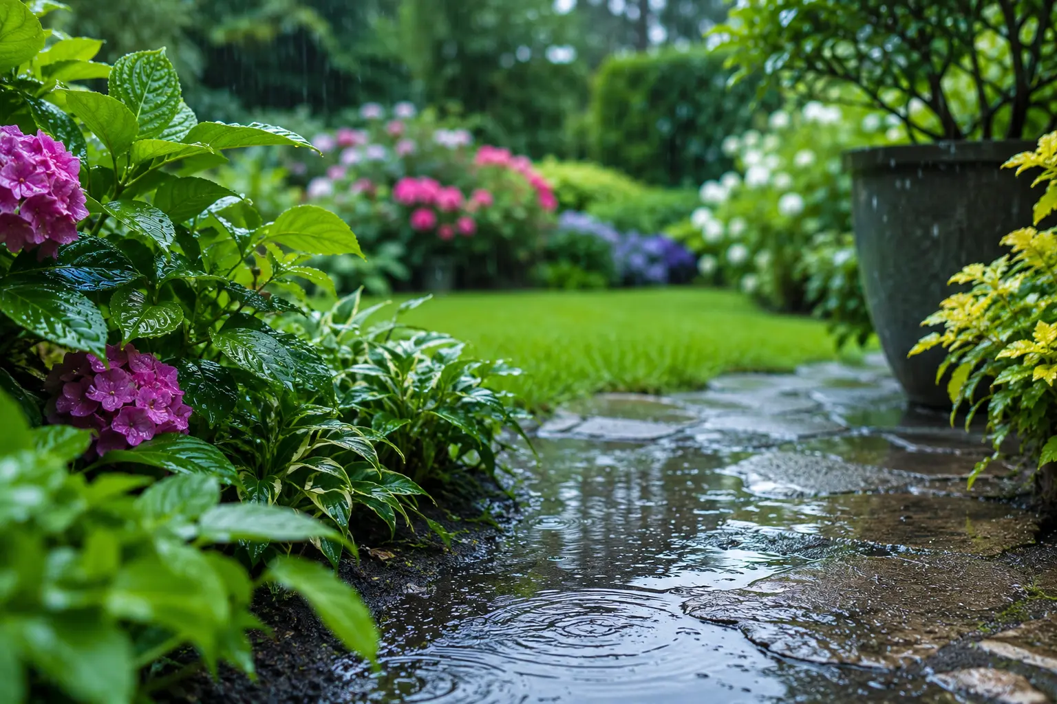 Regen in tuin