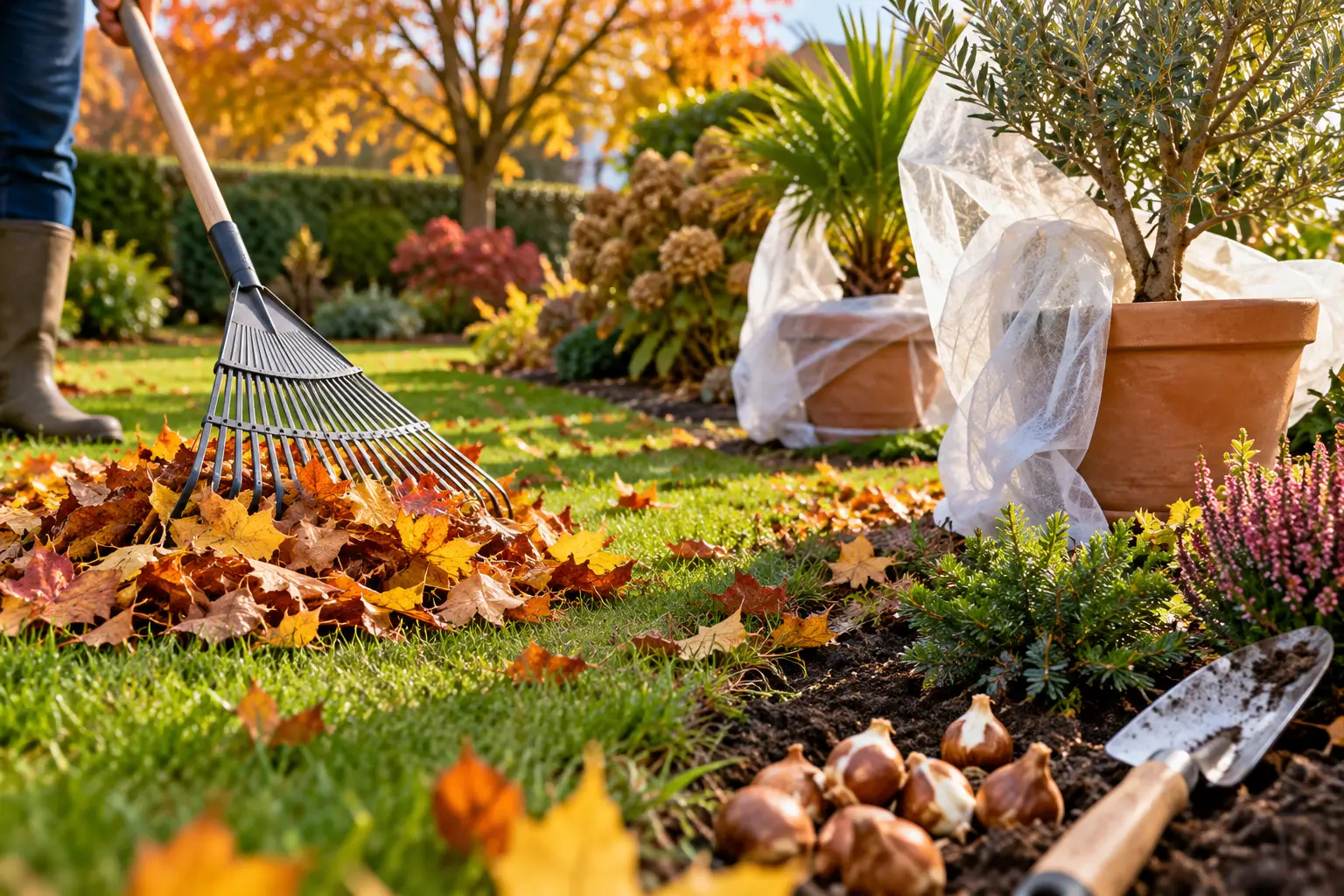 Autumn Garden Raking and Planting