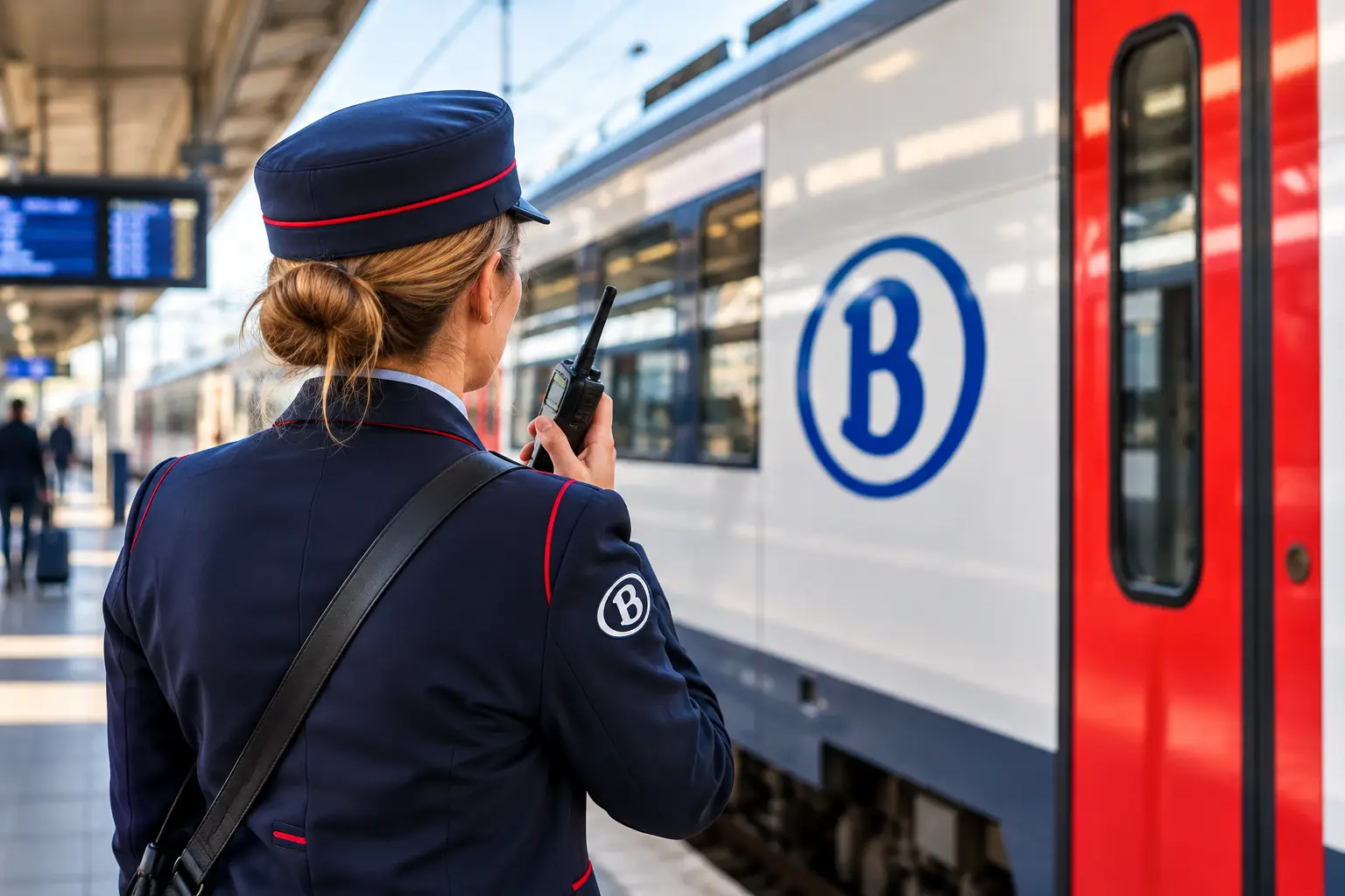 Belgian Rail Conductor at Platform