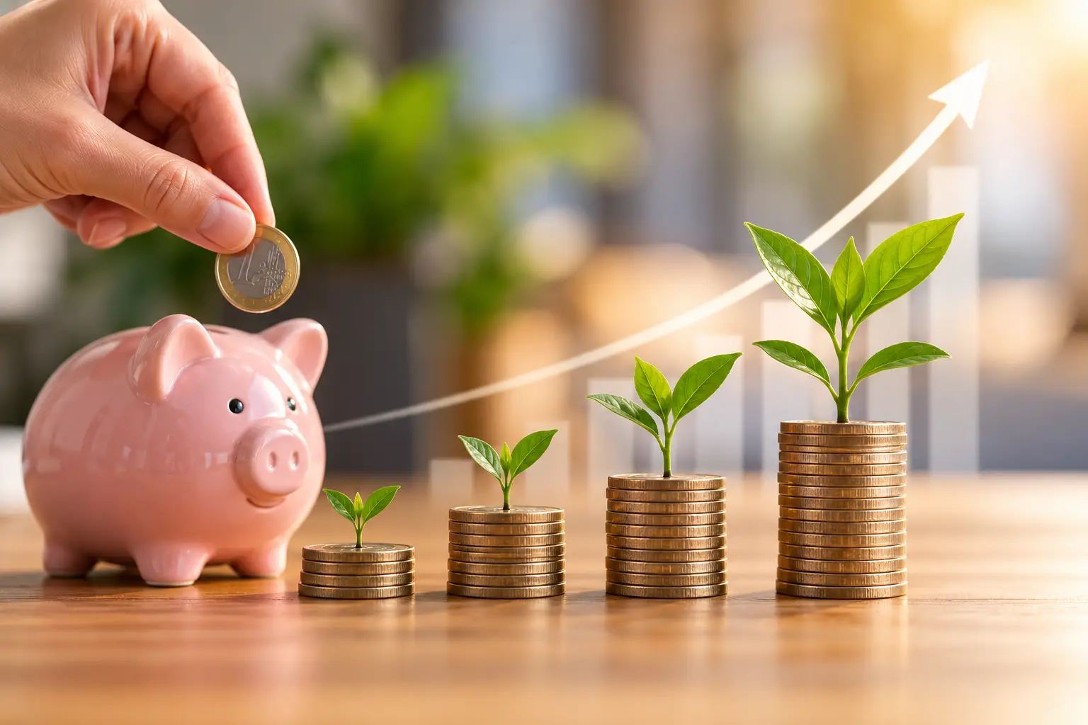 Coins Growing Toward Financial Success
