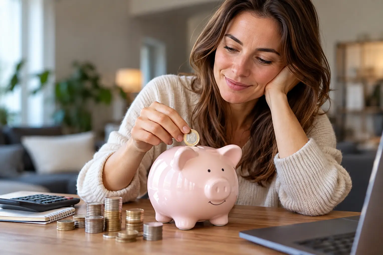 Cozy Savings with a Pink Piggy Bank