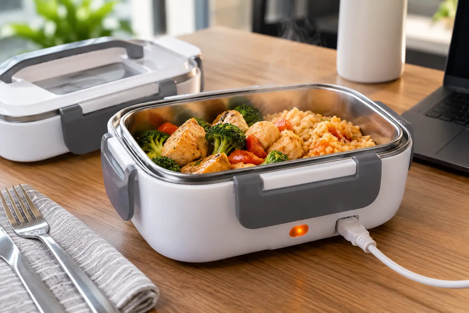 Steaming Chicken and Broccoli Electric Lunchbox