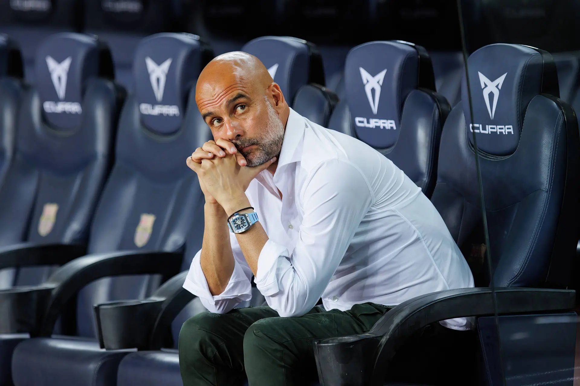 Pep Guardiola langs de zijlijn