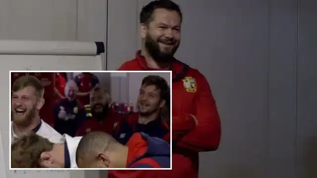 watch andy farrell reacts perfectly after lions meeting is interrupted by phone