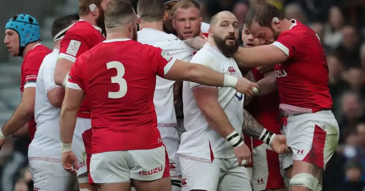 0 pay twickenham stadium london uk 07th march 2020 joe marler grabs alun wyn jones private parts engl