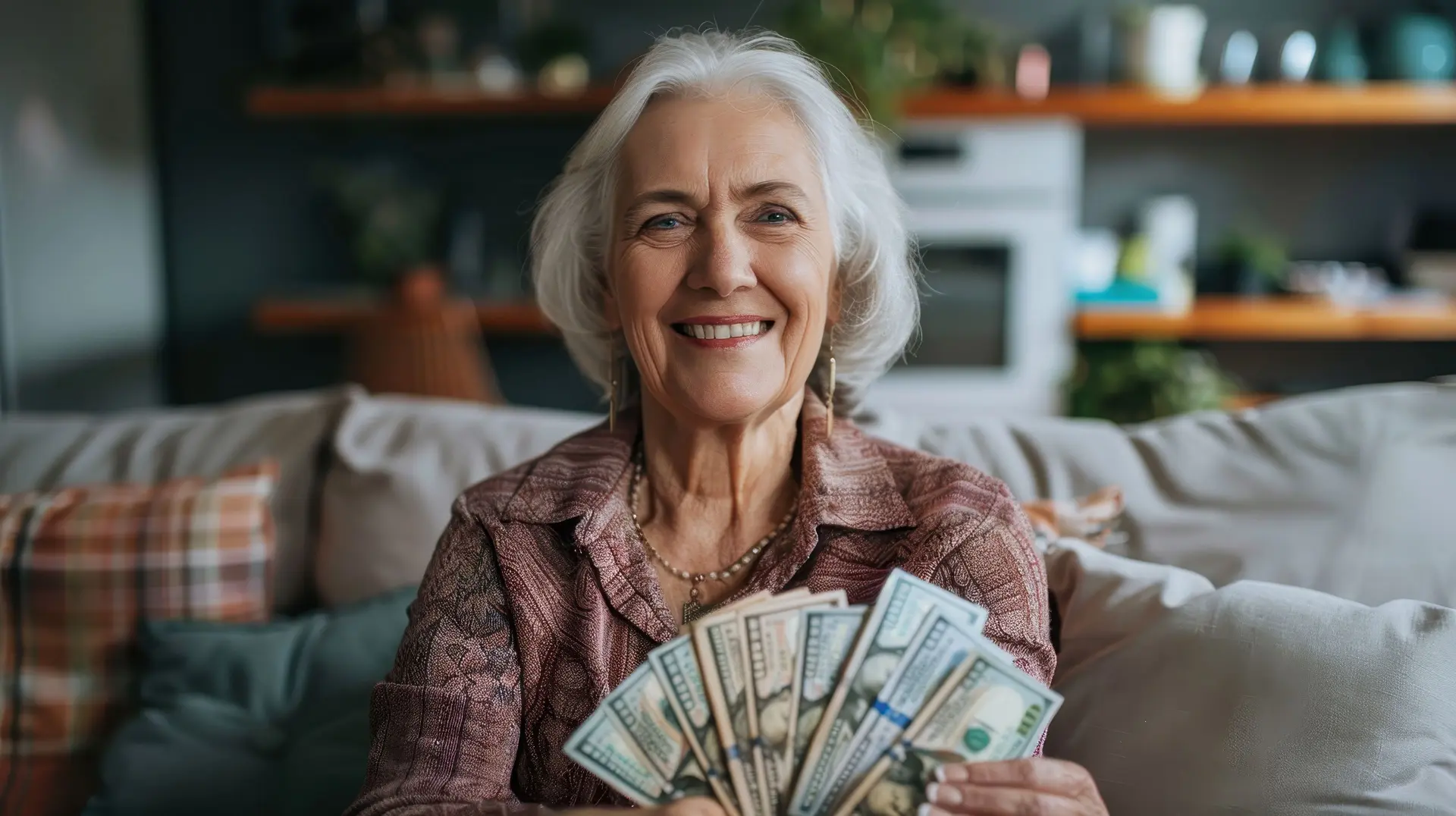 woman interacting with money 1