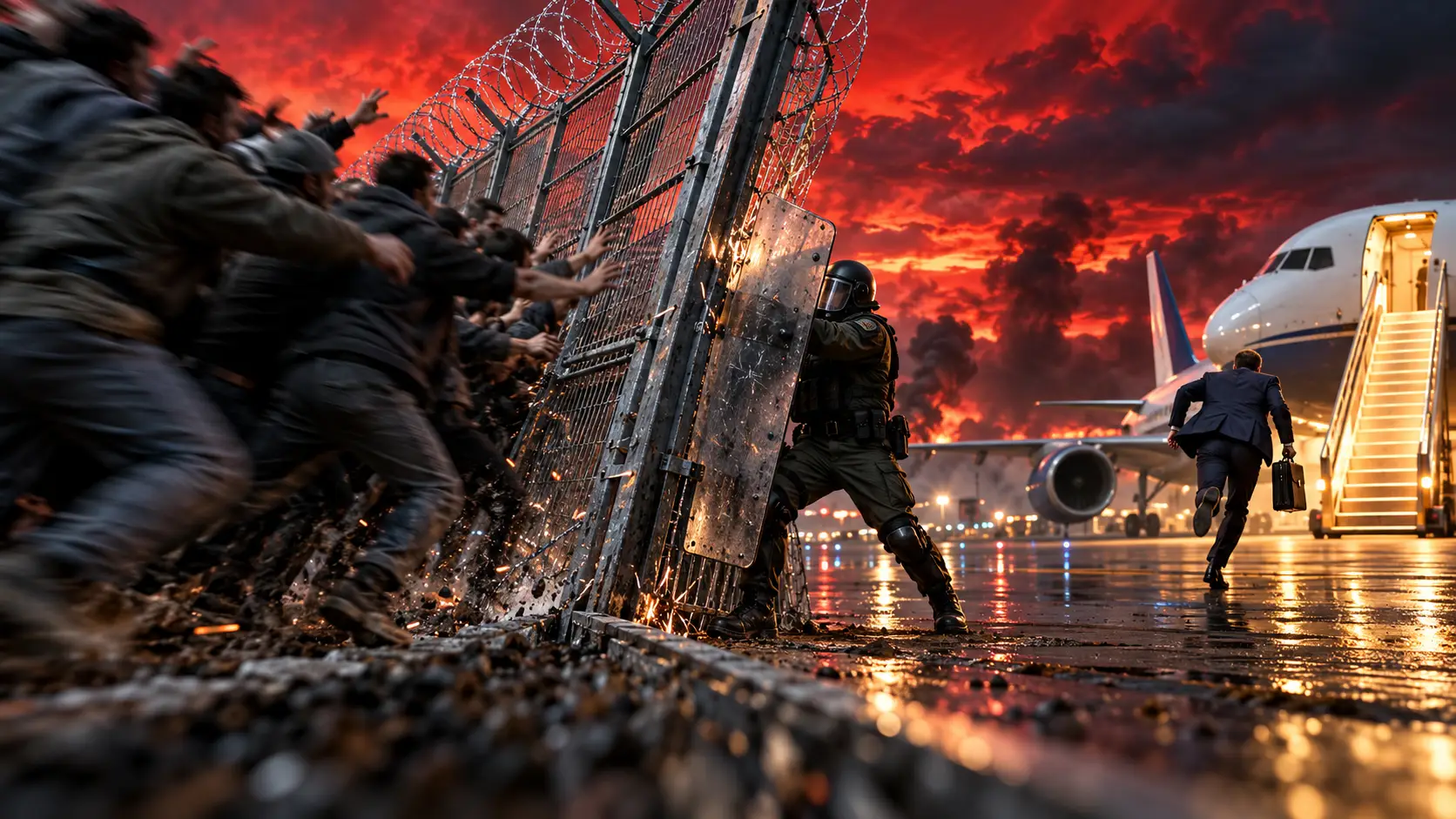 Border barrier, steadfast guard, fleeing jet