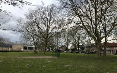 de nieuwbouw is gepland tussen de sporthal en het huidige schoolgebouw van basisschool vijfblad