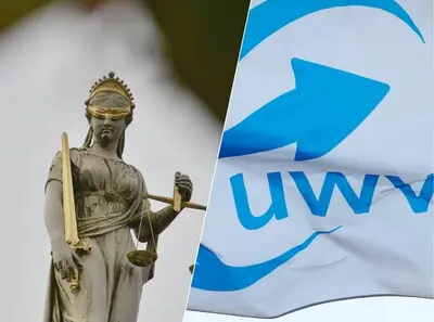 nlbeeld zutphen vrouwe justitia op dak van rechtbank aan martinetsingel gerechtsgebouw justitie editie alle foto carlo ter ellen dpg media cte20230818 het logo van uitkeringsinstantie uwv