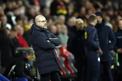 2025 03 01 20 33 29 deventer psv eindhoven coach peter bosz tijdens de nederlandse eredivisie wedstrijd tussen go ahead eagles en psv in de adelaarshorst op 1 maart 2025 in deventer nederland anp bart stoutjesdijk