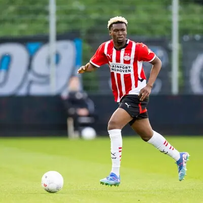 eindhoven 28 04 2025 de herdgang dutch keukenkampioendivisie football season 2024 2025 jong psv fc eindhoven jong psv player adamo nagalo during the match jong psv fc eindhoven