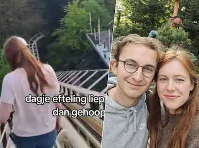 noa moest toen de python in de efteling stilviel van grote hoogte naar beneden lopen noa en haar vriend in de efteling