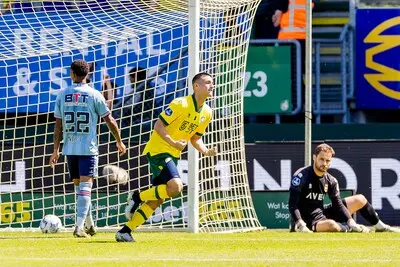 sittard 27 04 2025 fortuna sittard stadium eredivisie voetbal season 2024 2025 fortuna sittard willem ii fortuna player ezequiel bullaude celebrating the goal 1 0 durng the match fortuna sittard willem ii