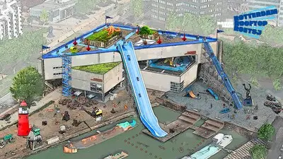 zo moet de rooftop roetsj bij het maritiem museum eruitzien