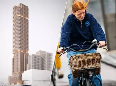 de westblaaktoren op de hoek met het churchillplein in rotterdam ontworpen door mecanoo storm ciaran heeft flink huisgehouden in rotterdam