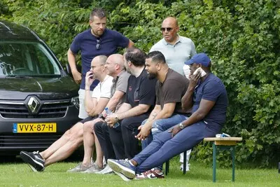 serie afgekocht adr delden voetbal gerard nijkamp technisch directeur td manfred laros directeur wesley van der stam jesse gudde bart latuheru tijdens de oefenwedstrijd roda jc sparta rotterdam op sportpark sv delden foto carla vos cor vos 2024
