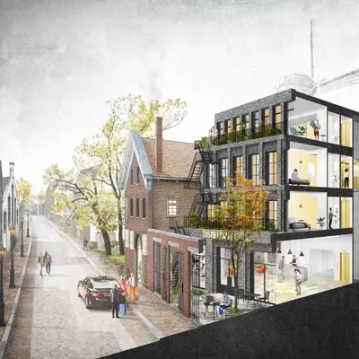 render van het nieuwe hotel