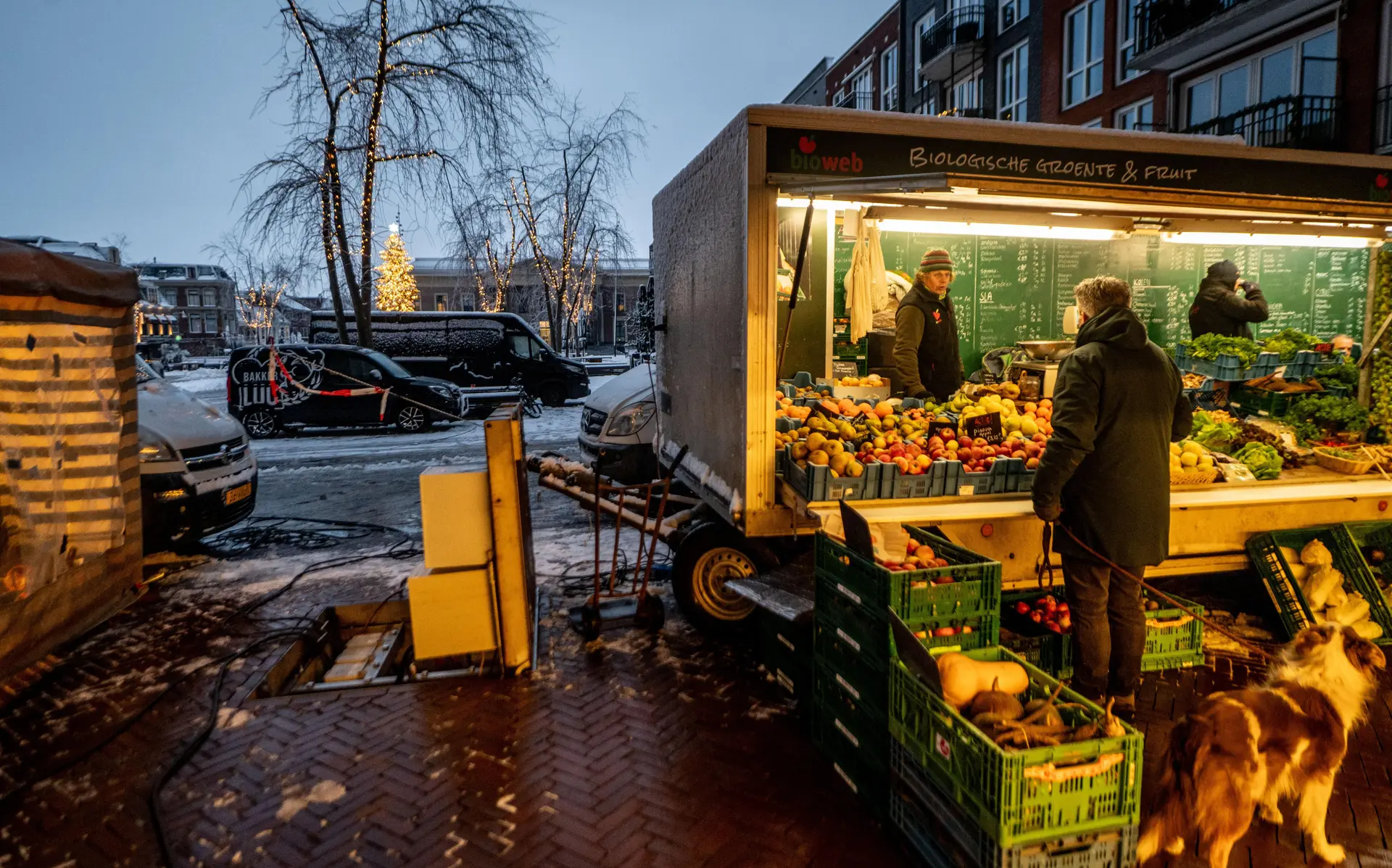 joost20knijnenburg20van20bioweb20staat20met20zijn20kraam20op20het20wilhelminaplein20ondanks20code20oranje20door20sneeuw