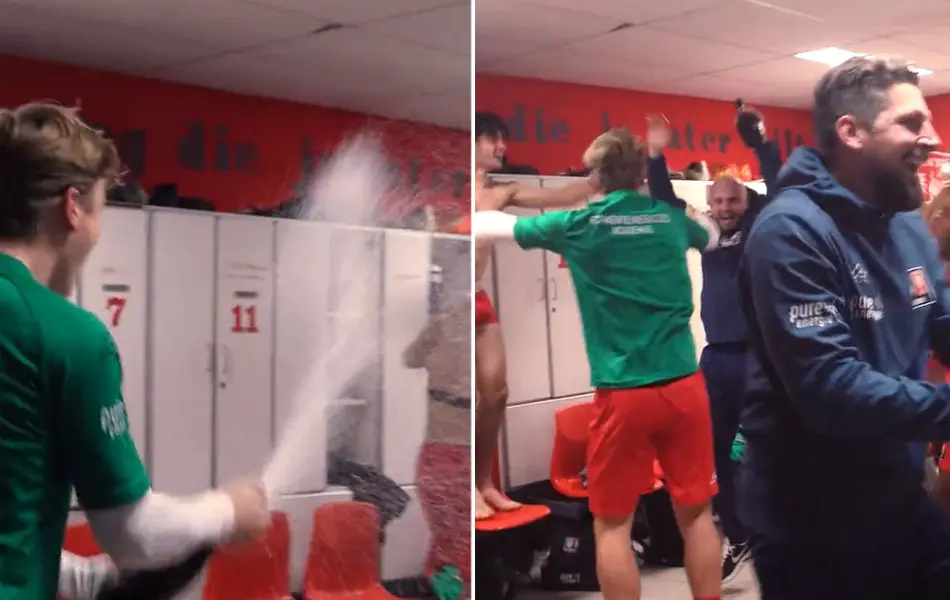 onder21 kampioen kleedkamer champagne 2022