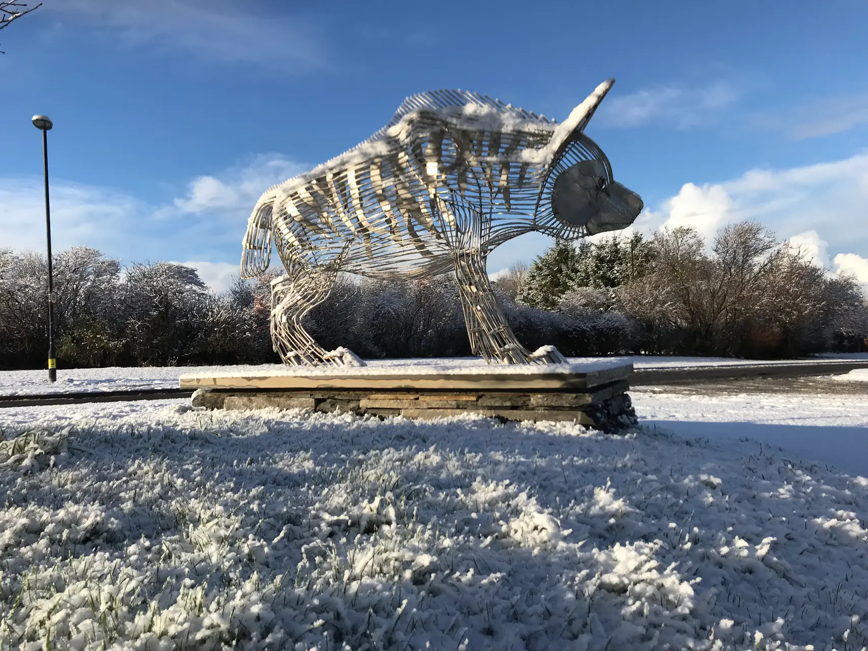 wolfburn seawolf sculpture snow