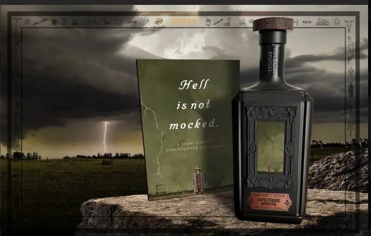 Hell Not Mocked whiskey bottle by macabre spirits