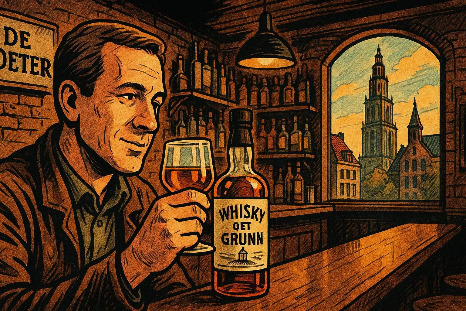 Whisky Oet Grunn in café De Toeter in Groningen
