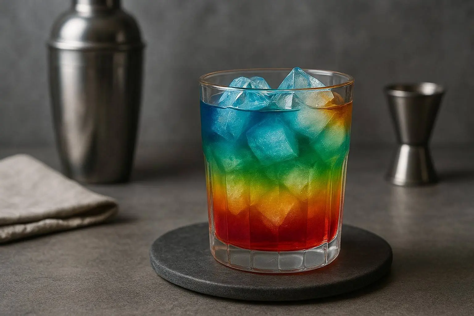 colourful glass ofd whisky on a table