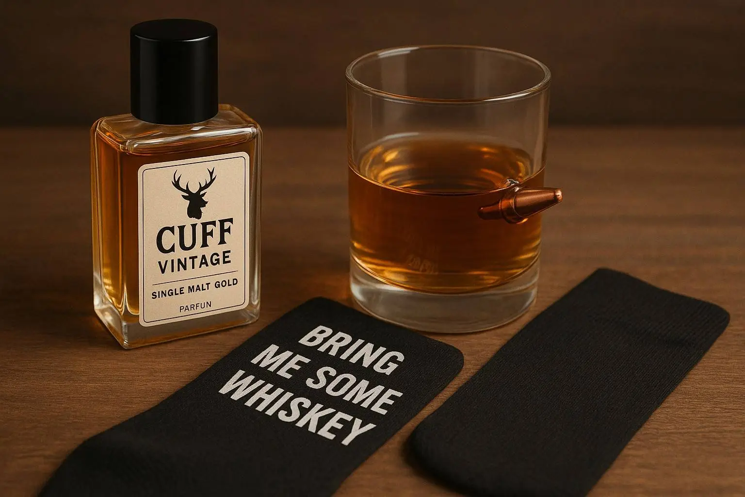 whiskypafum en kogel in glas