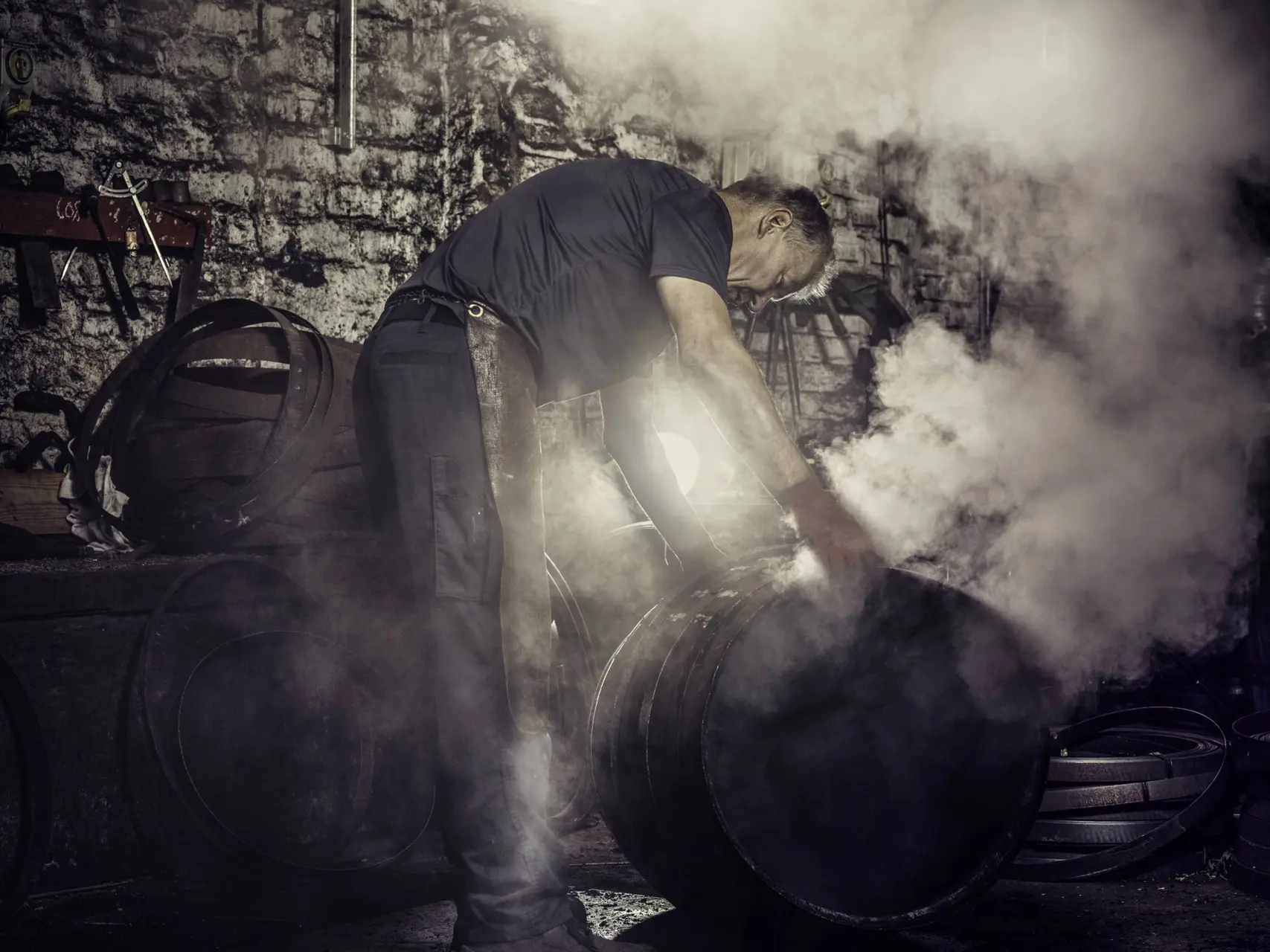 Loch Lomond Distillery cooper in steam