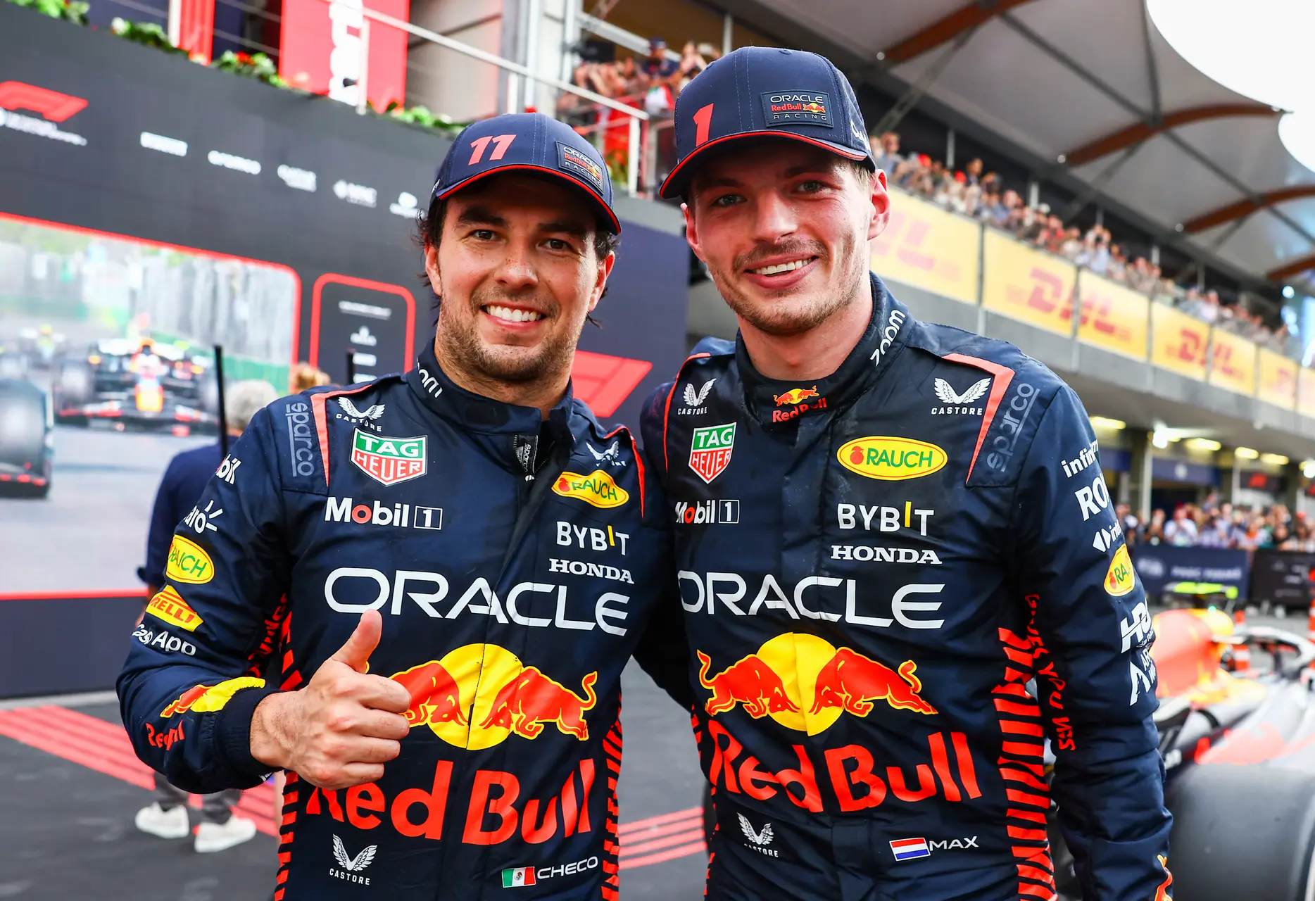 redbullracing sergio perez max verstappen baku2023
