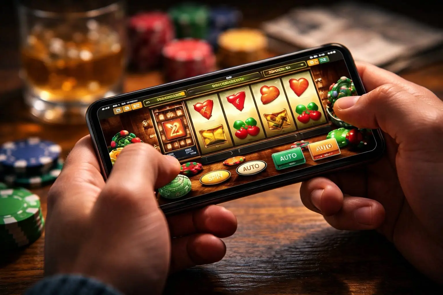 iemand die gokt op mobiel